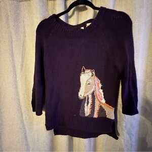 Anthropologie Purple Horse Sweater
